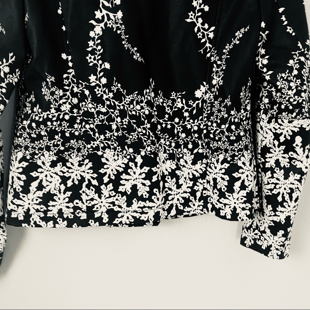 Alfani Floral Faux Leather Women Jacket Navy Blue and White Sz XS - Picture 9 of 14